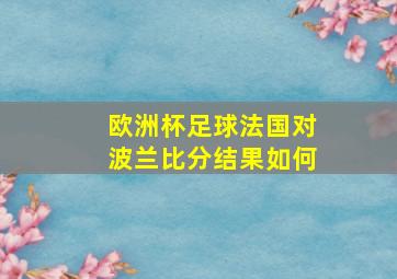 欧洲杯足球法国对波兰比分结果如何