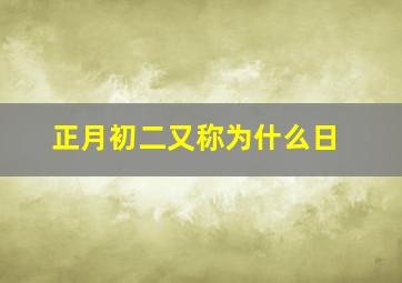 正月初二又称为什么日