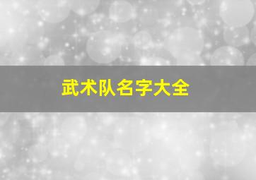 武术队名字大全