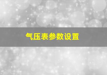 气压表参数设置