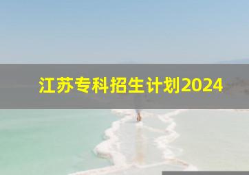 江苏专科招生计划2024