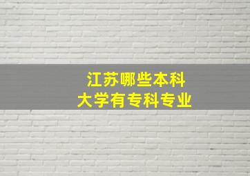 江苏哪些本科大学有专科专业