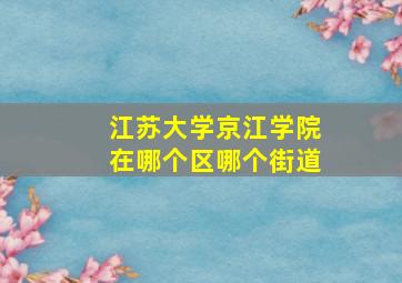 江苏大学京江学院在哪个区哪个街道