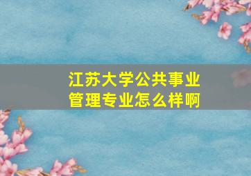 江苏大学公共事业管理专业怎么样啊