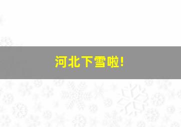 河北下雪啦!