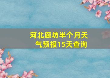 河北廊坊半个月天气预报15天查询