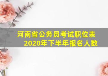 河南省公务员考试职位表2020年下半年报名人数