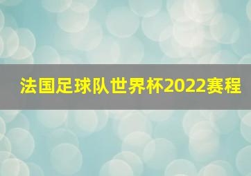 法国足球队世界杯2022赛程