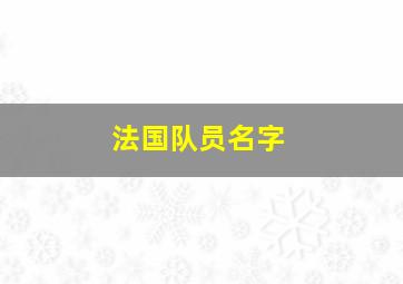 法国队员名字