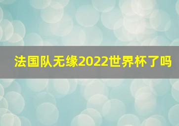 法国队无缘2022世界杯了吗