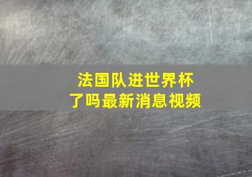 法国队进世界杯了吗最新消息视频