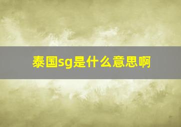 泰国sg是什么意思啊