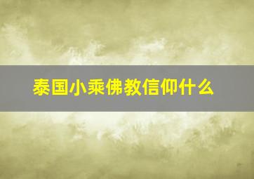 泰国小乘佛教信仰什么