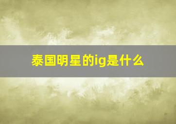 泰国明星的ig是什么