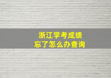 浙江学考成绩忘了怎么办查询