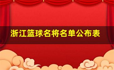 浙江篮球名将名单公布表