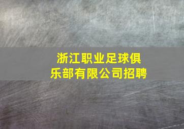 浙江职业足球俱乐部有限公司招聘