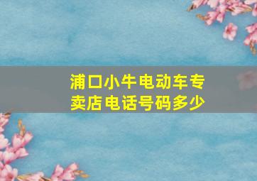 浦口小牛电动车专卖店电话号码多少