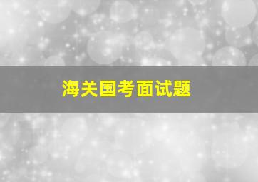 海关国考面试题