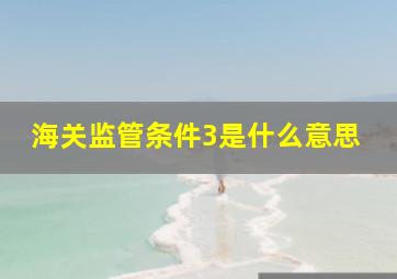 海关监管条件3是什么意思