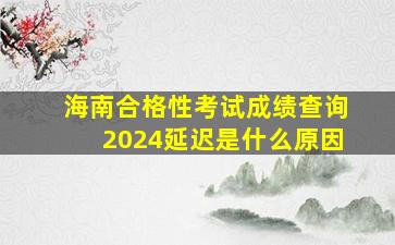 海南合格性考试成绩查询2024延迟是什么原因