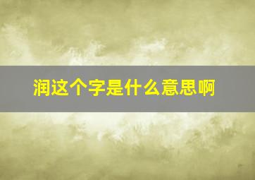 润这个字是什么意思啊