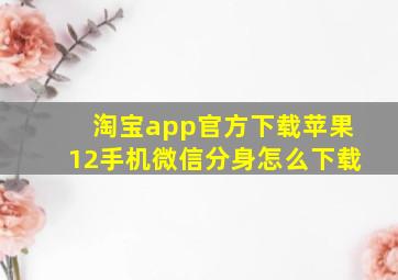 淘宝app官方下载苹果12手机微信分身怎么下载