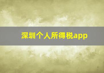 深圳个人所得税app