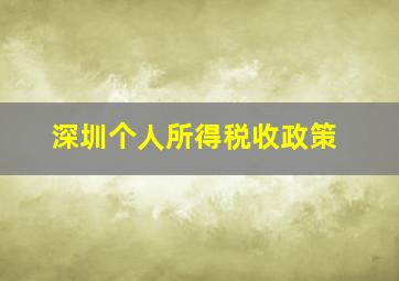 深圳个人所得税收政策