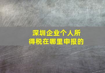 深圳企业个人所得税在哪里申报的