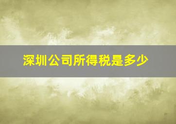 深圳公司所得税是多少