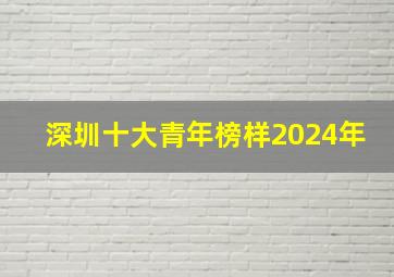 深圳十大青年榜样2024年