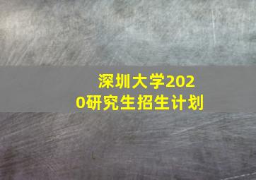 深圳大学2020研究生招生计划