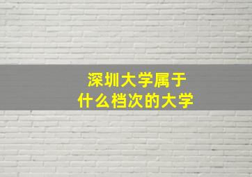 深圳大学属于什么档次的大学