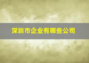 深圳市企业有哪些公司