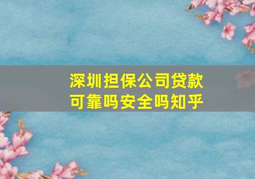 深圳担保公司贷款可靠吗安全吗知乎