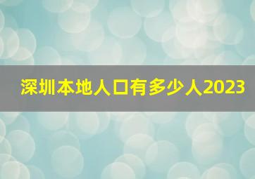 深圳本地人口有多少人2023