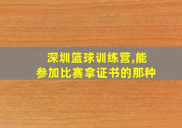 深圳篮球训练营,能参加比赛拿证书的那种