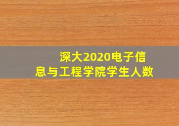 深大2020电子信息与工程学院学生人数