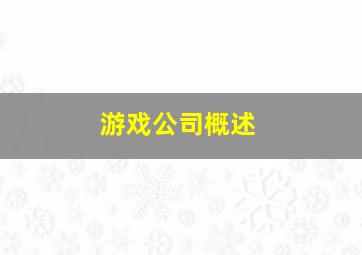 游戏公司概述