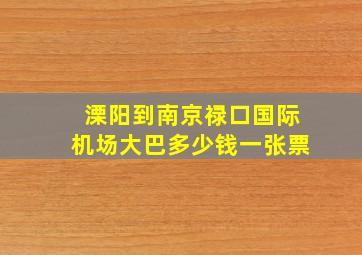 溧阳到南京禄口国际机场大巴多少钱一张票