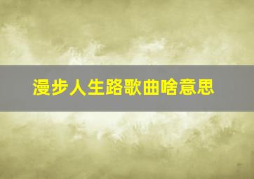 漫步人生路歌曲啥意思