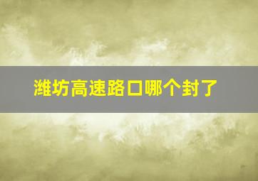 潍坊高速路口哪个封了