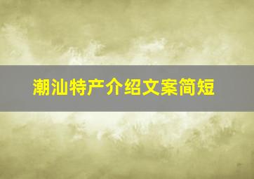 潮汕特产介绍文案简短