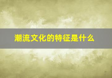 潮流文化的特征是什么