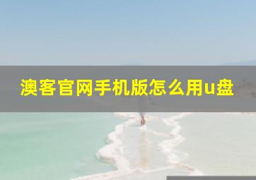 澳客官网手机版怎么用u盘