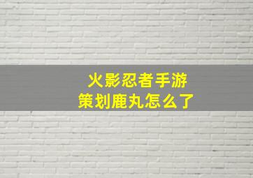 火影忍者手游策划鹿丸怎么了