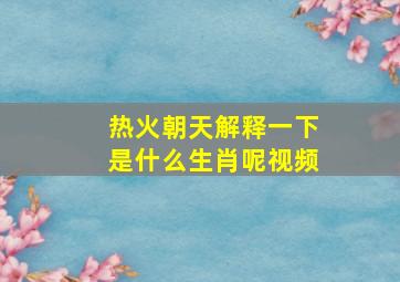 热火朝天解释一下是什么生肖呢视频