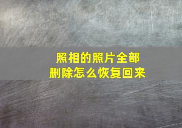 照相的照片全部删除怎么恢复回来