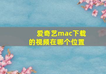 爱奇艺mac下载的视频在哪个位置